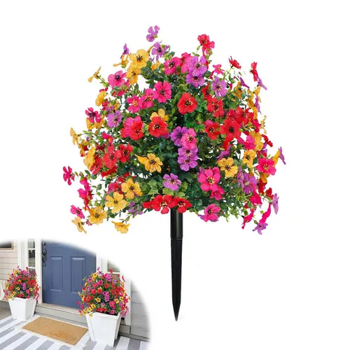 4-Season UV-Resistant Nature-Inspired Faux Flower & Decorative Fake Greenery Set - Realistic Blooms, Eucalyptus Leaves, Plastic Daisies, Boxwood Garland, Low-Care Decor, Breezy-Day Steady Home Decor Items for Home, Garden