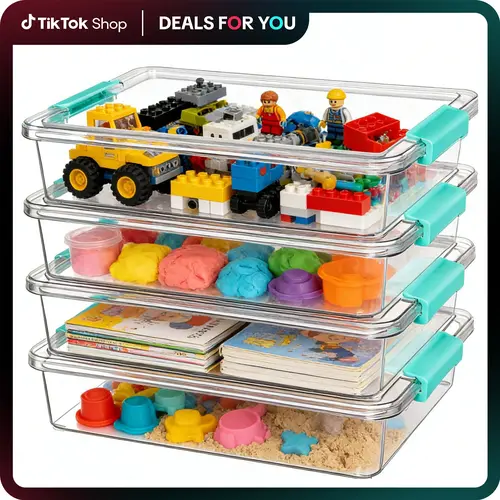 【Playroom Organizer】Vtopmart 6 Qt Plastic Storage Bins with Lids, Clear Sensory Bins, Arts Crafts Organizers and Storage, Stackable Containers for Home Office and School Supplies, DealsForYouDays, summerwins