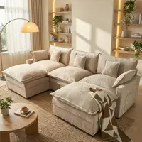 CAODOC 108" U-Shaped Modular Sectional Sofa - Cloud Couch with 2 Movable Ottomans, Durable Solid Wood Frame, Comfy Deep-Seat Chenille Deep Seat Lounge, Storage Pockets, Pet-Friendly, Sofas Living Room, Multi-Package Shipping