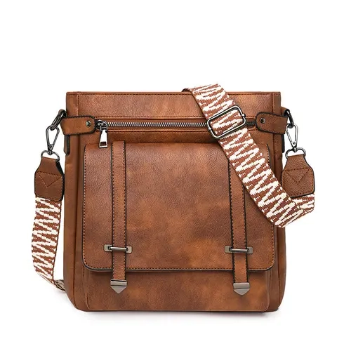 BIGWIG Women's Elegant Vegan Leather Flap Square Crossbody Bag - Casual Everyday Purse with Adjustable Wide Strap, Magnetic Clamshell Flap, Zip Pockets, Multi-Compartment, Modest Chic Accessory for Commute