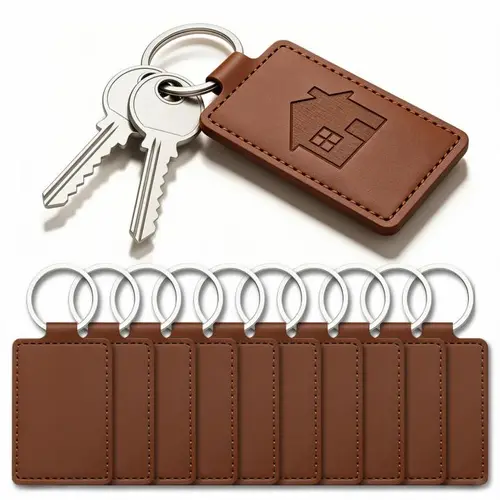 Laser-Ready PU Leather Keychain Blanks 7-Pack (Mixed Colors) - DIY Personalized Crafts Kit with Rings, Bag Key Accessory, Backpack Decor for Friends, Family Mini Gifts