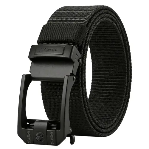 Men's Minimalist 1000D Nylon Auto Buckle Belt - Heavy-Duty Trimmable Webbing Tactical Quick-Release, Adjustable Male Clothing Accessory for Frequent Travelers, Durable, Outdoor Casual, Modern Vintage, Elegant Comfort, Father's Day Gift