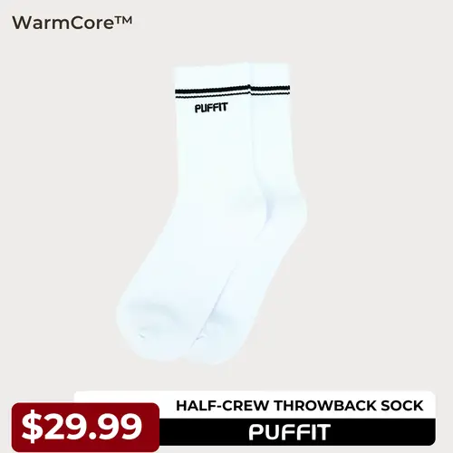 PUFFIT Unisex Half-Crew Throwback Sock,Outdoor Sports,Cozy,Soft,Running,Hiking,Comfort Fit,School Running