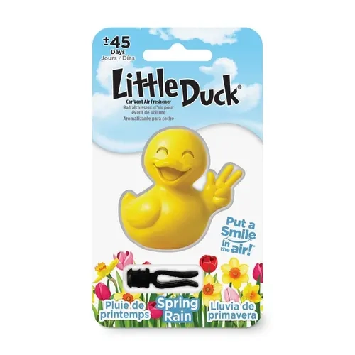 Stoner Car Care Little Duck Clip-On Car Fragrance - Spring Rain Scent, Compact Design, 45-Day Long-Lasting, Safe Non-Toxic, Odor Eliminator, Interior Accessory, Clips Easily, Fragrant, Italian Expertise Crafted, Little Duck Shape Adds Playful Charm