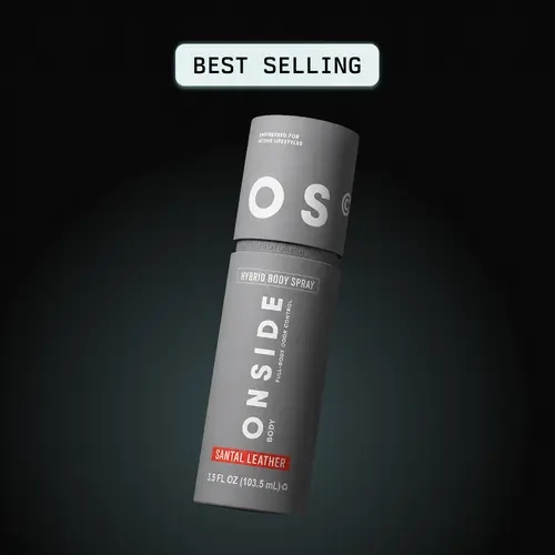 ONSIDE Hybrid Body Spray | Instant Odor Control + Skin Refresh in One | Lightweight, Non-Sticky, All-Day Freshness | Dermatologist Tested | Santal Leather & Eucalyptus Mint | Performance Care