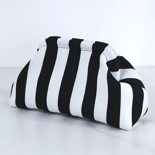 Women's Stripe Cloud Dumpling Bag Beach Design Clutch Purses for Women Casual Dumpling Striped Compact Purse Bags Crochet Handbag Urban Chic Cute Summer Purse