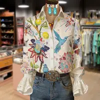 Cherrybetty Vintage Floral Print Flared Cuffs Blouse Sweety Elegant Outfits Women Going Out Tops Tiktok Shop Spring Glow Up Outfit Inspo