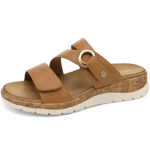 UBFEN Women's Low Wedge Beach Slides Sandals - Comfortable Walking Shoes with Arch Support, Fashionable Footwear for Summer Vibes