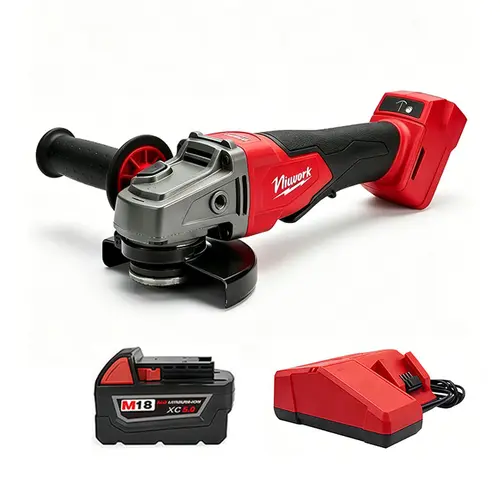 NiuWork 4.5" Cordless Angle Grinder - M18 Compatible, Brushless Motor, Rust-Resist Body, Comfortable Handling, Heavy Duty, Cutting/Grinding, Auto Repair & Maintenance, Batteries Included for Metal/Concrete Projects