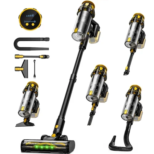 VICEASE Cordless Vacuum Cleaner for DEWALT 20V Battery (No Batteries Included) - 400W Motor, V-Roll Hair Shredder, 1.8L Capacity, Advanced Multi-Stage Filtration, Self-Standing Stick Vac with LED Display, Anti-Tangle Lightweight for Home Floors, Carpets