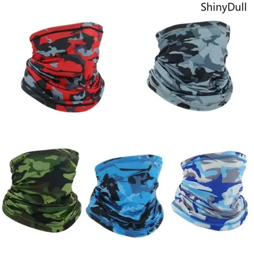 Unisex 5-Pack Cooling Neck Gaiter Bandana (16.5 in x 9.8 in) - Solid Color Ice Silk Cotton Neck-Head Wrap Scarf, Breathable Flexible UV Protection Sweat-Absorbing Breathable Face Covering for Biking, Fishing, Hikes