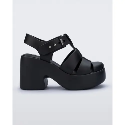 Melissa Lulu Women's Buckle Platform Ankle Sandals - Melflex® Thick-Soled Open Toe Casual Comfy Shoes with Monogram Detail, Metal Pin Closure, Extra Soft, Lightweight, Flexible, Feminine Look Fashion Footwear