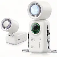 Mini Cooling Fan, 100-Speed Turbo Portable AC Fan with Ice Cooling Technology, Foldable Handheld Fan with LED Display & 4000mAh Battery for Travel, Outdoor & Summer summerwins