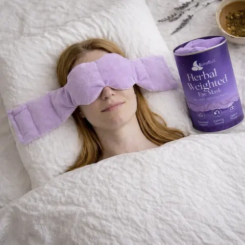 Weighted Sleep Mask - Premium Plush Herbal Sleep Mask with 0.5 lb Naturally Lavender Pack for Heat or Cold Use,Calming Eyemask for Deep Sleep ,Side-Sleeping Friendly,Contoured Full-Wrap Comfort, 100% Blackout for Rest & Travel (Lavender)
