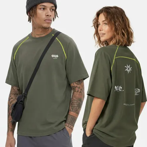 AELFRIC EDEN Men's Oversized Vintage Graphic T-Shirt - Quick-Dry Cotton-Polyester Blend Basics Top with Raglan Sleeves, Streetwear Clothing for Back to School