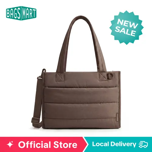 【NEW IN】BAGSMART Boxy Tote Bag for Women Crossbody Bag with Zipper 2 Size Handbag for Travel Work College Ultra Lightweight & Substantial Multi-pocket Design DealsForYouDays summerwins