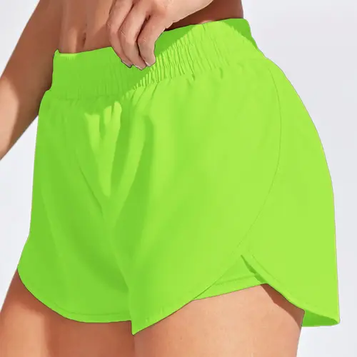 Women's Breathable Loose Fit Yoga Shorts, Outdoor Casual Running Gym Shorts, Fitted Plain Gym Hot Pants, Sporty Style, Summer Style Shorts, Breathable Workout Athletic Wear Shorts, Active Wear Shorts