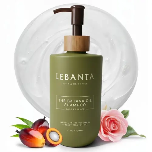 LEBANTA Batana Oil Hydrating Shampoo - Sulfate-Free Organic Cleanser, Anti-Dandruff, Anti-Thinning, Color-Safe for Curly Hair, Boosts Growth & Strength, Adds Moisture, Prevents Loss with Rosemary & Castor Oil, Silky Results (Women's Gift)