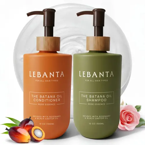 LEBANTA Batana Oil Shampoo and Conditioner Haircare Set - Sulfate-Free Organic Cleanser, Botanical Extracts Formula with Rosemary Oil, Hydrating Moisturizer for Fine Thinning Damaged Hair, Female Hair Density Boost Gift