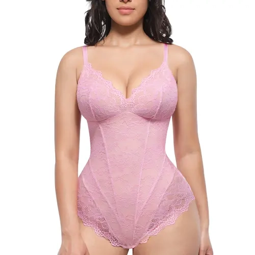 Shapellx Elegant Lace Corset Bodysuit with Bust Support Seamless Tummy Control Shapewear(TTL giveaway) Spaghetti Strap Womenswear