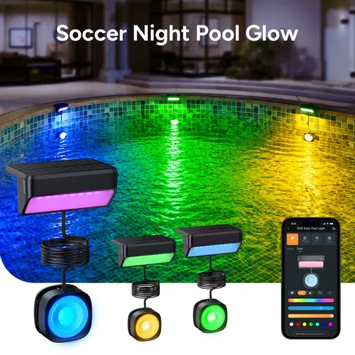 [Limited $8 Coupon] Linkind Smart RGBW Solar Pool Lights for Above Ground & Inground Pools, APP Control, IP68 Waterproof LED Lights, Solar Dual-sided Glow, Music & Color Modes, Magnetic Mount – Outdoor Gadgets for Garden, Camping Essentials, Summer Vibes