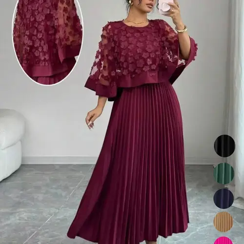 Plus Size Elegant Chic Ruched Long Solid Dress for Evening Wear, Lightweight and Sophisticated, Formal Wear, Womenswear