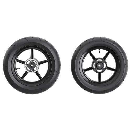 Heybike Villain 12-Inch Supermoto Tire Set (Front & Rear) for Mini Dirt Bikes, 12" Wheel-Fit Off-Road Components with Enhanced Braking, Improves Handling, Control, Durable Tread, Pedalless Design, On-Road Ride Compatibility