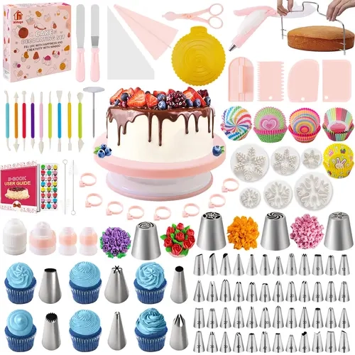 Cake Decorating Kit 356-Piece Turntable Squeezing Set Pastry Bag Ideal for Baking Enthusiasts Daily Home Baking Ornaments Decoration