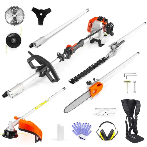 NEOTEC 26cc/52cc Multi Functional Trimming Tools Set String Trimmer Hedge Trimmer Brush Cutter Edger Pole Saw for Lawn & Garden Cutting