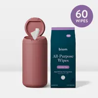 Biom Wipes Dispenser + 60ct All Purpose Wipes Household Items Disposable Multi Use