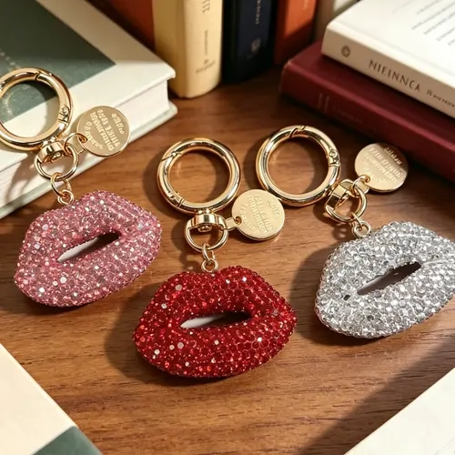 Handmade lip-shaped keychain, minimalist style, perfect for women and children. It is an ideal accessory for bags, keychains, car keys, and phone straps.
