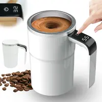 Rechargeable Self-Stirring Coffee Mug, No heating/thermostatic function, Temperature Display Only,Auto Magnetic Mixing, Temperature Display(No Heating),304 Stainless Steel,Double-Wall Insulated,Leak-Proof Travel Cup with Lid for Coffee,Milk,Protein Shakes