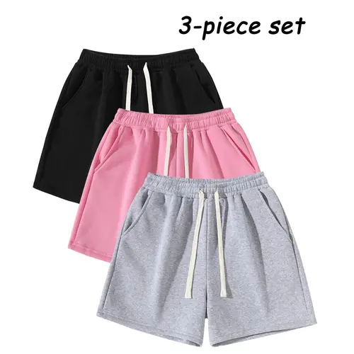 Men’s Knitted Drawstring Lace Above-the-Knee Shorts - Solid-Color, Loose Straight-Leg, Lightweight Minimalist Unisex Basic Athletic Bottoms for Daily Wear, Summer Outdoor Use