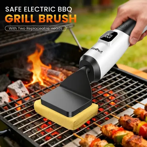 Redhut Rechargeable Cordless Electric Grill Brush Cleaner - 2 Accessories (Fireproof Cloth, Shed-Free Steel Wool), 240-Min Runtime, High-Frequency Vibration - For Gas/Charcoal/Smoker Grates, Camping, BBQ Gatherings, 2026