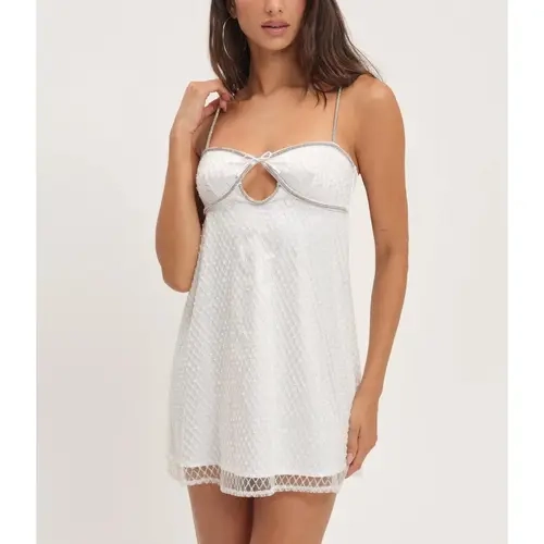 Women's Glitter Embellishment Casual Mini Dress - Lace-Up Backless, Sequin Cutout Cami, Glamorous Style Night Out Clothes for Women, Festival Wear