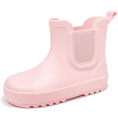 Kids' Chelsea Rain Pull On Boots - 100% Waterproof PVC Rubber, Easy Self-Slip On, Ankle-Height, No Heel, Round Toe, Lightweight, Wide-Opening Footwear for Toddlers, Outdoor Use, Pull On Boot