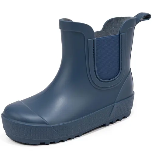 Chelsea Rain Boots for Girls & Boys, Waterproof Rubber Slip-On with Round Toe, Lightweight Kids Rainboots for Toddler to Big Kids, Outdoor, Farm, Park, Hiking