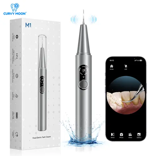 CURVY MOON Ergonomic Portable Oral Irrigator Teeth Cleaner - 5 Cleaning Modes, 4 Visual Cleaning Heads with UV-LED Lights, 10 Min USB-C Fast Charging, IPX6 Waterproof, 90-Day Battery Life, Adjustable Intensity, Plaque Removal for Home & Travel,sohoc,sohoc