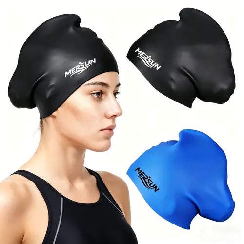 【Creator’s Pick】Swim Cap Long Hair 2 Pack Swimming Caps for Women Silicone Swim Caps Keep Hair Dry Waterproof Comfortable Flexible Durable Bathing Cap Tear-Proof Design Large Women Adult Swimming Cap 10+ Years Girls summerwins