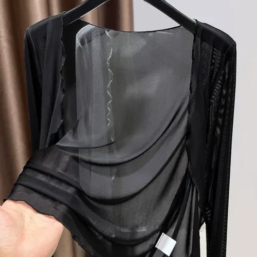 Summer New Ice Silk Thin Mesh Sun Protection Cardigan, Long Sleeve Breathable Net Shawl Coat, High-End Fashion Minimalist Outerwear for Women