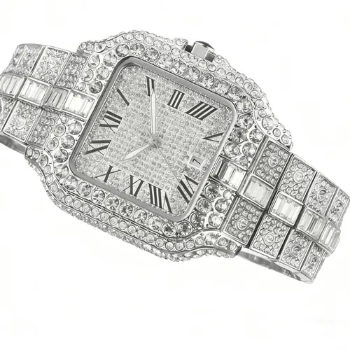 Luxury watch with C name, 18K gold.40mm square elegant dial with natural gemstones, suitable for both men and women to wear