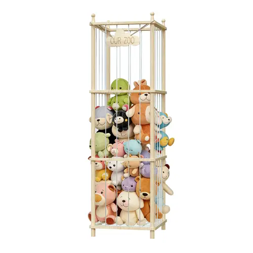 LAST CALL | COZPAW 3-Layer Solid Wooden Rectangle Cage-Style Toy Organizer - Decorative Natural Decoration, Stable Floor-Mount Rack (25+ kg Capacity), 1 Unit Storage Organization Solution for Toddler Rooms