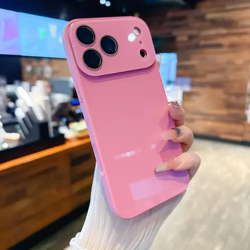 Crystal Texture Solid Color Shockproof Smartphone Casing - Soft Skin-Feel Grip, Light & Comfy Hold, Minimalist Shine Protector for iPhone 13/14/15/16/17/18 Pro Max, Ideal Women's Mobile Accessories Gift