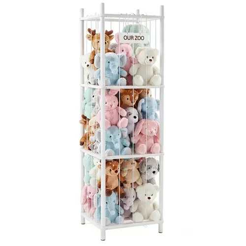 Sweetcrispy 54.35in Large Stuffed Animal Holder - Wooden Base & Elastic Cord Kids Storage Solutions, Playful Storage Boxes for Playroom Nursery