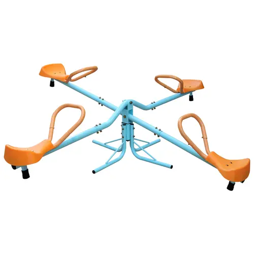 360° Rotating 4-Seat Kids Seesaw | Sturdy Outdoor Playground Equipment for Backyard & Kindergarten Fun Ages 3+ Blue & Teal, Outdoor Kids Stuff, Kids Outdoor Play,summerwins Wooden