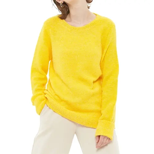 DIVASKY Women's Basic Crew Neck Long Sleeve Fitted Ribbed Acrylic Pullover Sweater - Smooth Hem, Soft Fabric, Skin-Friendly, Versatile Plain Solid Knitwear Top