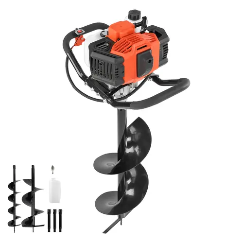 【DealsForYouDays】VEVOR Gas Powered Post Hole Digger, 52cc Post Hole Auger with 6" & 10" Bits, 3 Extension Rods, 1450W Heavy-Duty Earth Auger for Fence Posts, Deck / Pergola Posts, Plant / Tree Planting, EPA Listed,father'sdaygifts