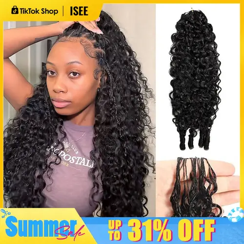 ISEE HAIR Human Hair Crochet Hair Extensions - Burmese Curly & Kinky Curly Miracle Knots Pre-Separated 32-38 Strands Per Pack Knotless Crochet Hair Protective Style Boho Braids Easy DIY Install Lightweight Reusable Hair #TikTokShopFallDealsForYou