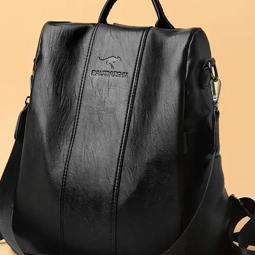 Women's Versatile Soft PU Leather Anti-Theft Daily Casual Travel Backpack, Work Business Backpacks, Lightweight Large-Capacity Commuter Bag with Single-Shoulder Crossbody Strap, Casual Daypack