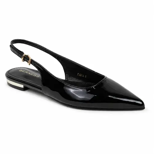 BERNESS Women's Plain Patent Leather Fabia Ballet Flats - Adjustable Strap, Pointed Toe, Cushioned Insole, Low Heel, Glossy Shine - Shoes for Women, Dressy Flats Style for Business, Party, Evening